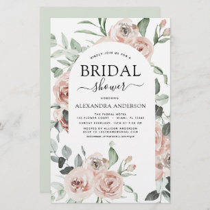 Papier Budget Dusty rose Floral Invitation à la douche nu