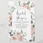 Papier Budget Dusty rose Floral Invitation à la douche nu (Devant)