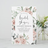 Papier Budget Dusty rose Floral Invitation à la douche nu (Debout devant)