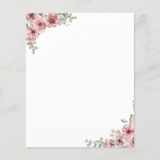 Papier Budget Dusty Rose Floral Script Faire-part de mari (Dos)