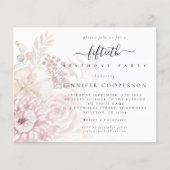 Papier Budget Dusty Rose Florals Female 50ème Invitation  (Devant)