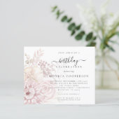 Papier Budget Dusty Rose Florals Femme Invitation d'anniv (Debout devant)