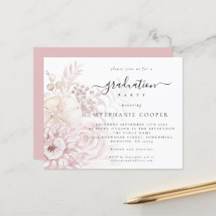 Papier Budget Dusty Rose Florals Invitation de la fête de
