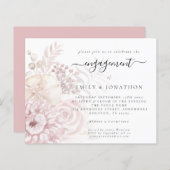 Papier Budget Dusty Rose Florals Invitation Fiançailles (Devant / Derrière)