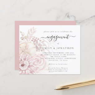 Papier Budget Dusty Rose Florals Invitation Fiançailles