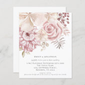 Papier Budget Dusty Rose Florals QR Code Mariage Invitati (Devant / Derrière)