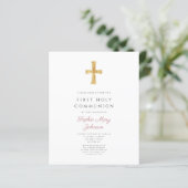 Papier Budget Dusty Rose Girl First Communion Invitation (Debout devant)