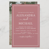 Papier Budget Dusty Rose Mariage avec invitation photo (Devant / Derrière)