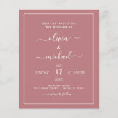 Papier Budget Dusty Rose Mariage avec invitation photo (Devant)