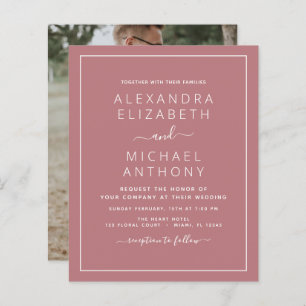 Papier Budget Dusty Rose Mariage avec invitation photo