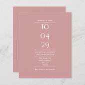 Papier Budget Dusty Rose Mariage Date Invitation (Devant / Derrière)