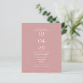 Papier Budget Dusty Rose Mariage Date Invitation (Debout devant)