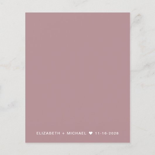 Papier Budget Dusty Rose Mariage Réception Invitation (Dos)