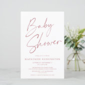 Papier Budget Dusty Rose Mauve Simple Script Baby shower (Debout devant)