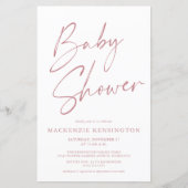 Papier Budget Dusty Rose Mauve Simple Script Baby shower (Devant)