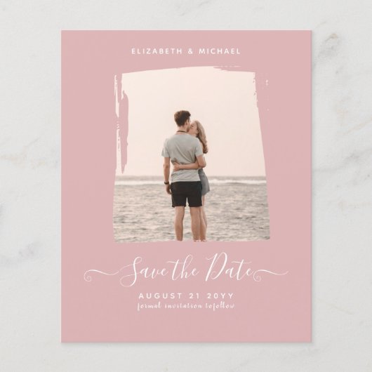 Papier BUDGET Dusty Rose PHOTO Enregistrer la date Monoch (Devant)