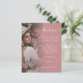 Papier BUDGET Dusty Rose Photo Mariage Merci (Debout devant)