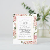 Papier Budget Dusty Rose Rose 100e anniversaire Invitatio (Debout devant)