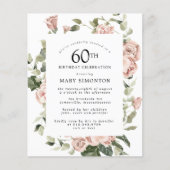 Papier Budget Dusty Rose Rose 60e anniversaire Invitation (Devant)