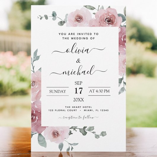 Papier Budget Dusty Rose rose Floral Mariage