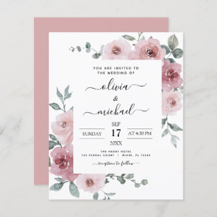 Papier Budget Dusty Rose rose Floral Mariage