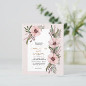 Papier Budget Dusty Rose Rose Gold Floral Mariage Invitat (Debout devant)