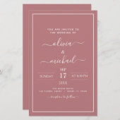 Papier Budget Dusty Rose rose Mariage moderne Typographie (Devant / Derrière)