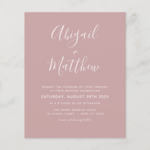 Papier Budget Dusty Rose Simple Faire-part de mariage