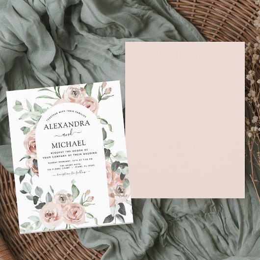Papier Budget Dusty rose verdure Invitations de mariage