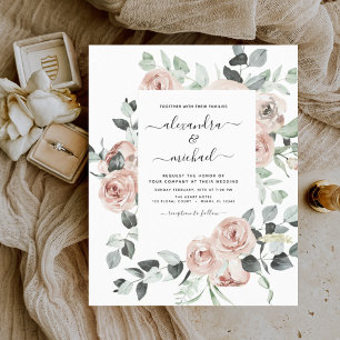 Papier Budget Dusty rose verdure Invitations de mariage