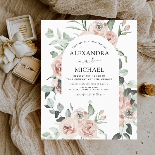 Papier Budget Dusty rose verdure Invitations de mariage