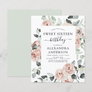 Papier Budget Dusty Sweet sixteen rose fête d'anniversair