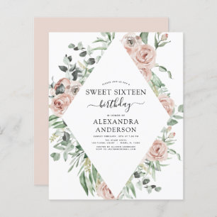 Papier Budget Dusty Sweet sixteen rose fête d'anniversair