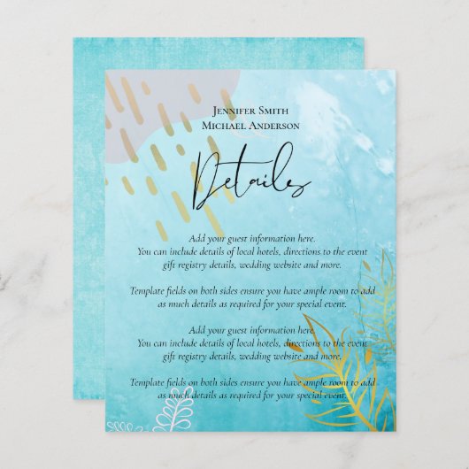 Papier BUDGET DustyTeal Gold Mariage Abstrait (Devant / Derrière)