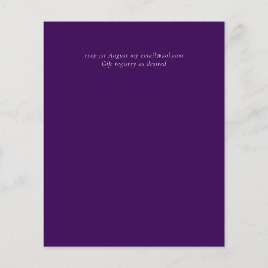 Papier BUDGET Dynastie violette foncé mariage floral invi (Dos)