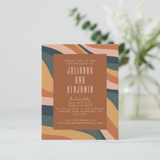 Papier Budget Earthy Boho Wavy Lines Mariage en terre cui (Debout devant)