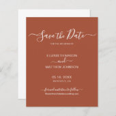 Papier Budget Earthy Terracotta Script Enregistrer la dat (Devant / Derrière)