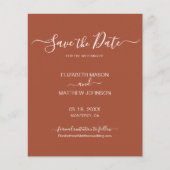 Papier Budget Earthy Terracotta Script Enregistrer la dat (Devant)