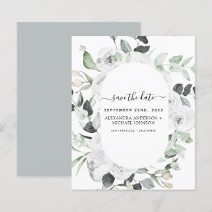 Papier Budget Économisez la date Eucalyptus blanc floral