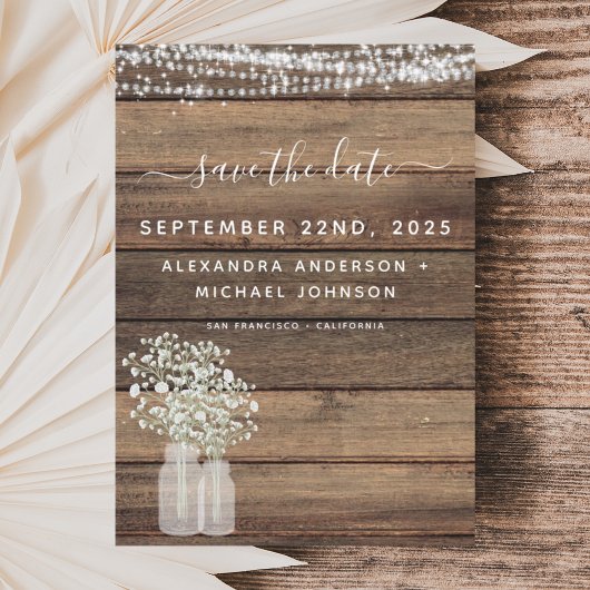 Papier Budget Économisez la date Rustic Farmhouse Invitat