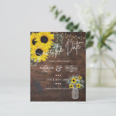 Papier BUDGET Économisez la date Rustic Sunflowers Mason (Debout devant)