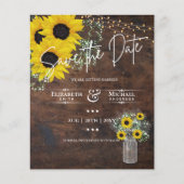 Papier BUDGET Économisez la date Rustic Sunflowers Mason (Devant)