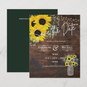 Papier BUDGET Économisez la date Rustic Sunflowers Mason