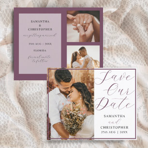 Papier Budget Économisez Notre Date Burgundy Photo Mariag