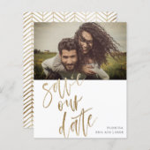 Papier Budget Économisez Notre Date Faux Gold Calligraphi (Devant / Derrière)