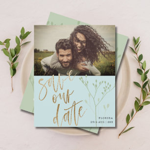 Papier Budget Économisez Notre Date Faux Gold Calligraphi
