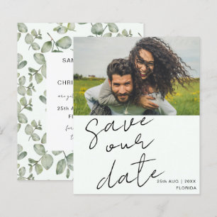 Papier Budget Économisez Notre Date Sage Green Photo Mari