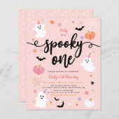 Papier Budget Éffrayant Un Halloween Fantôme rose 1 Anniv (Devant / Derrière)