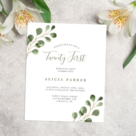 Papier Budget élégant 21 ans anniversaire invitation fête