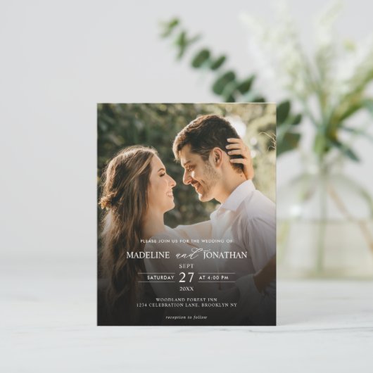 Papier Budget Elegant 2 Photo QR Code Tout en un Mariage (Debout devant)
